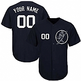 New York Yankees Navy Men's Customized Cool Base New Design Jersey,baseball caps,new era cap wholesale,wholesale hats