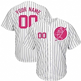 New York Yankees White Men's Customized Pink Logo New Design Jersey,baseball caps,new era cap wholesale,wholesale hats