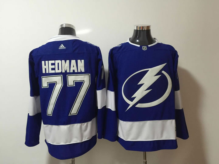 Tampa Bay Lightning #77 Victor Hedman Blue Adidas Stitched Jersey