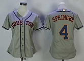 Women Houston Astros #4 George Springer Gray Cool Base Stitched MLB Jerseys,baseball caps,new era cap wholesale,wholesale hats