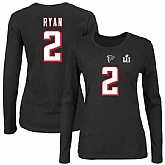 Atlanta Falcons #2 Matt Ryan Black Women's Long Sleeve T-Shirt,baseball caps,new era cap wholesale,wholesale hats