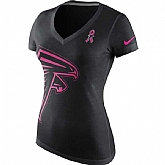 Atlanta Falcons Nike Women's Breast Cancer Awareness Tri Blend V Neck T-Shirt Black,baseball caps,new era cap wholesale,wholesale hats