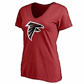 Atlanta Falcons Red Primary Team Logo Slim Fit V Neck Women's T-Shirt,baseball caps,new era cap wholesale,wholesale hats