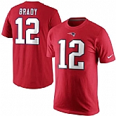 New England Patriots #12 Tom Brad Red Men's Short Sleeve T-Shirt,baseball caps,new era cap wholesale,wholesale hats