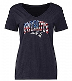 New England Patriots Pro Line Navy Banner Wave Slim Fit V-Neck Women's T Shirt,baseball caps,new era cap wholesale,wholesale hats