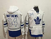 Toronto Maple Leafs #34 Auston Matthews White Name & Number Pullover Stitched NHL Hoodie,baseball caps,new era cap wholesale,wholesale hats