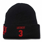 Indiana Hoosiers #3 OG Anunoby Black College Basketball Knit Hat,baseball caps,new era cap wholesale,wholesale hats