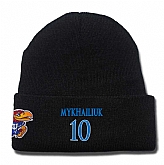 Kansas Jayhawks #10 Sviatoslav Mykhailiuk Black College Basketball Knit Hat,baseball caps,new era cap wholesale,wholesale hats