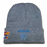 Kansas Jayhawks #10 Sviatoslav Mykhailiuk Gray College Basketball Knit Hat,baseball caps,new era cap wholesale,wholesale hats