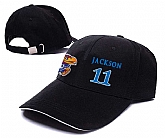 Kansas Jayhawks #11 Josh Jackson Black College Basketball Adjustable Peaked Hat,baseball caps,new era cap wholesale,wholesale hats