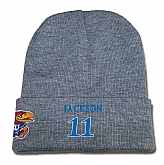 Kansas Jayhawks #11 Josh Jackson Gray College Basketball Knit Hat,baseball caps,new era cap wholesale,wholesale hats