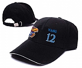 Kansas Jayhawks #12 Tucker Vang Black College Basketball Adjustable Peaked Hat,baseball caps,new era cap wholesale,wholesale hats
