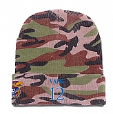 Kansas Jayhawks #12 Tucker Vang Camo College Basketball Knit Hat,baseball caps,new era cap wholesale,wholesale hats
