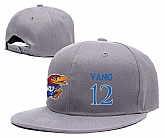 Kansas Jayhawks #12 Tucker Vang Gray College Basketball Adjustable Hat,baseball caps,new era cap wholesale,wholesale hats