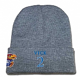 Kansas Jayhawks #2 Lagerald Vick Gray College Basketball Knit Hat,baseball caps,new era cap wholesale,wholesale hats