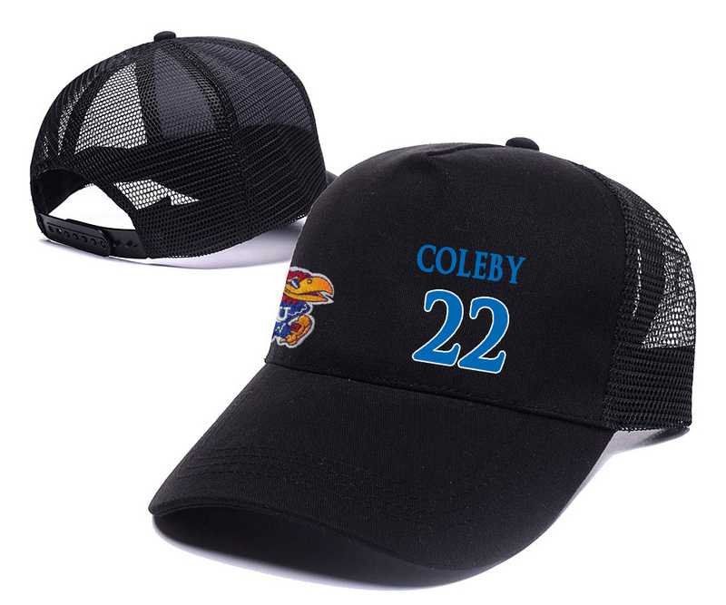 Kansas Jayhawks #22 Dwight Coleby Black Mesh College Basketball Adjustable Hat
