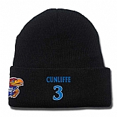 Kansas Jayhawks #3 Sam Cunliffe Black College Basketball Knit Hat,baseball caps,new era cap wholesale,wholesale hats