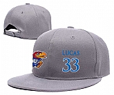 Kansas Jayhawks #33 Landen Lucas Gray College Basketball Adjustable Hat,baseball caps,new era cap wholesale,wholesale hats
