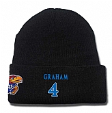 Kansas Jayhawks #4 Devonte' Graham Black College Basketball Knit Hat,baseball caps,new era cap wholesale,wholesale hats