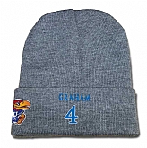 Kansas Jayhawks #4 Devonte' Graham Gray College Basketball Knit Hat,baseball caps,new era cap wholesale,wholesale hats