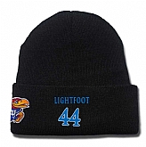 Kansas Jayhawks #44 Mitch Lightfoot Black College Basketball Knit Hat,baseball caps,new era cap wholesale,wholesale hats
