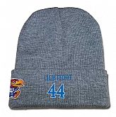 Kansas Jayhawks #44 Mitch Lightfoot Gray College Basketball Knit Hat,baseball caps,new era cap wholesale,wholesale hats