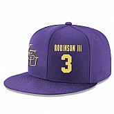 LSU Tigers #3 Elbert Robinson III Purple Adjustable Hat,baseball caps,new era cap wholesale,wholesale hats