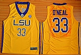 LSU Tigers #33 Shaquille O'Neal Yellow College Basketball Stitched Jersey,baseball caps,new era cap wholesale,wholesale hats