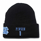 North Carolina Tar Heels #1 Theo Pinson Black College Basketball Knit Hat,baseball caps,new era cap wholesale,wholesale hats