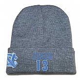 North Carolina Tar Heels #13 Kanler Coker Gray College Basketball Knit Hat,baseball caps,new era cap wholesale,wholesale hats