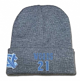 North Carolina Tar Heels #21 Seventh Woods Gray College Basketball Knit Hat,baseball caps,new era cap wholesale,wholesale hats