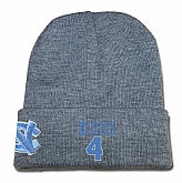 North Carolina Tar Heels #4 Isaiah Hicks Gray College Basketball Knit Hat,baseball caps,new era cap wholesale,wholesale hats