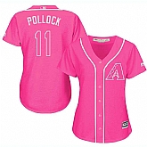 Glued Women's Arizona Diamondbacks #11 A.J. Pollock Pink New Cool Base Jersey WEM,baseball caps,new era cap wholesale,wholesale hats