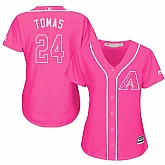 Glued Women's Arizona Diamondbacks #24 Yasmany Tomas Pink New Cool Base Jersey WEM,baseball caps,new era cap wholesale,wholesale hats