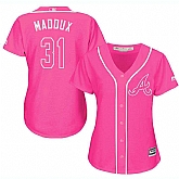 Glued Women's Atlanta Braves #31 Greg Maddux Pink New Cool Base Jersey WEM,baseball caps,new era cap wholesale,wholesale hats