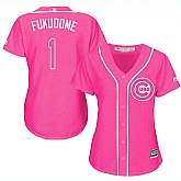 Glued Women's Chicago Cubs #1 Kosuke Fukudome Pink New Cool Base Jersey WEM,baseball caps,new era cap wholesale,wholesale hats