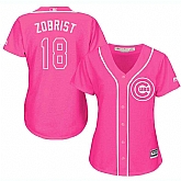 Glued Women's Chicago Cubs #18 Ben Zobrist Pink New Cool Base Jersey WEM,baseball caps,new era cap wholesale,wholesale hats