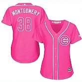 Glued Women's Chicago Cubs #38 Mike Montgomery Pink New Cool Base Jersey WEM,baseball caps,new era cap wholesale,wholesale hats