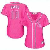 Glued Women's Chicago White Sox #10 Ron Santo Pink New Cool Base Jersey WEM,baseball caps,new era cap wholesale,wholesale hats