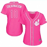 Glued Women's Cleveland Indians #10 Edwin Encarnacion Pink New Cool Base Jersey WEM,baseball caps,new era cap wholesale,wholesale hats