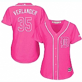 Glued Women's Detroit Tigers #35 Justin Verlander Pink New Cool Base Jersey WEM,baseball caps,new era cap wholesale,wholesale hats