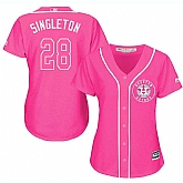 Glued Women's Houston Astros #28 Jon Singleton Pink New Cool Base Jersey WEM,baseball caps,new era cap wholesale,wholesale hats
