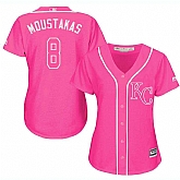 Glued Women's Kansas City Royals #8 Mike Moustakas Pink New Cool Base Jersey WEM,baseball caps,new era cap wholesale,wholesale hats