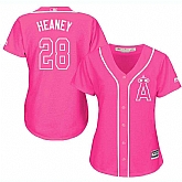 Glued Women's Los Angeles Angels of Anaheim #28 Andrew Heaney Pink New Cool Base Jersey WEM,baseball caps,new era cap wholesale,wholesale hats
