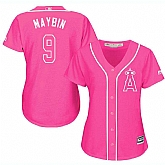 Glued Women's Los Angeles Angels of Anaheim #9 Cameron Maybin Pink New Cool Base Jersey WEM,baseball caps,new era cap wholesale,wholesale hats