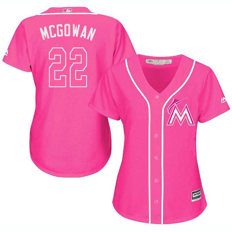 Glued Women's Miami Marlins #22 Dustin McGowan Pink New Cool Base Jersey WEM
