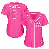 Glued Women's Miami Marlins #8 Andre Dawson Pink New Cool Base Jersey WEM,baseball caps,new era cap wholesale,wholesale hats