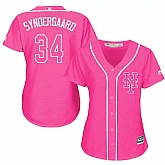 Glued Women's New York Mets #34 Noah Syndergaard Pink New Cool Base Jersey WEM,baseball caps,new era cap wholesale,wholesale hats