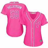 Glued Women's Philadelphia Phillies #58 Jeremy Hellickson Pink New Cool Base Jersey WEM,baseball caps,new era cap wholesale,wholesale hats