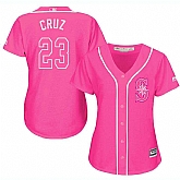 Glued Women's Seattle Mariners #23 Nelson Cruz Pink New Cool Base Jersey WEM,baseball caps,new era cap wholesale,wholesale hats